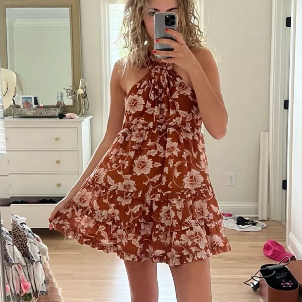 Anthropologie Floral Halter Dress
